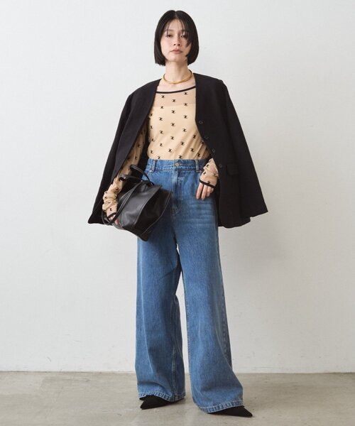 LOUNGEDRESS（ラウンジドレス）の「モノグラムシアープルオーバー（Tシャツ/カットソー・レディース・ベージュ/ブラック・FREE）」の12枚目の写真