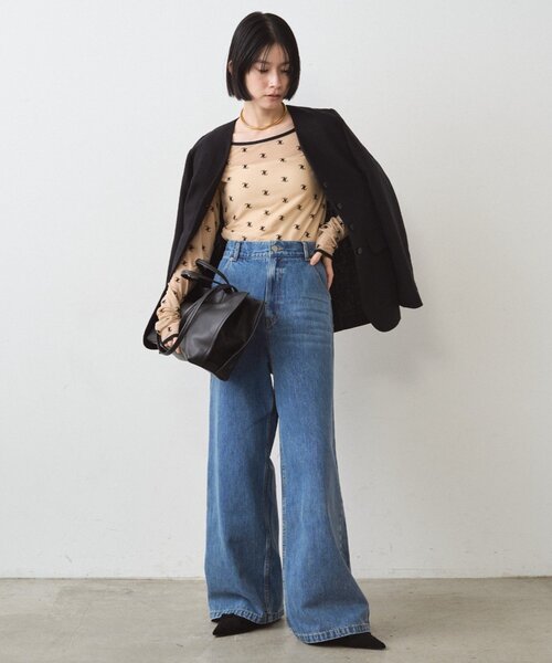 LOUNGEDRESS（ラウンジドレス）の「モノグラムシアープルオーバー（Tシャツ/カットソー・レディース・ベージュ/ブラック・FREE）」の13枚目の写真