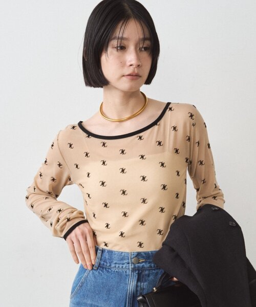 LOUNGEDRESS（ラウンジドレス）の「モノグラムシアープルオーバー（Tシャツ/カットソー・レディース・ベージュ/ブラック・FREE）」の18枚目の写真