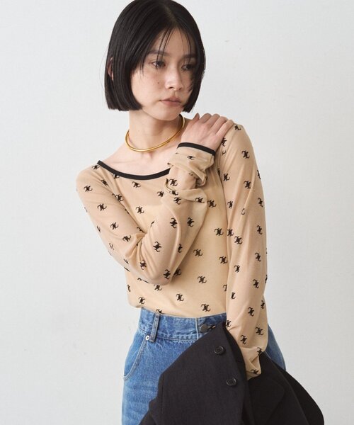 LOUNGEDRESS（ラウンジドレス）の「モノグラムシアープルオーバー（Tシャツ/カットソー・レディース・ベージュ/ブラック・FREE）」の19枚目の写真