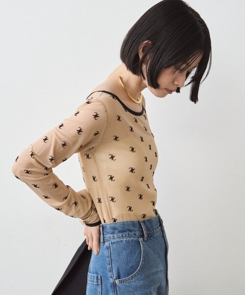 LOUNGEDRESS（ラウンジドレス）の「モノグラムシアープルオーバー（Tシャツ/カットソー・レディース・ベージュ/ブラック・FREE）」の20枚目の写真