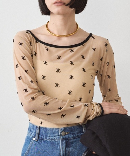 LOUNGEDRESS（ラウンジドレス）の「モノグラムシアープルオーバー（Tシャツ/カットソー・レディース・ベージュ/ブラック・FREE）」の2枚目の写真