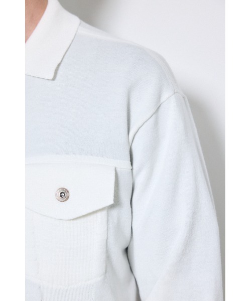 AZUL by moussy(アズールバイマウジー)の「3rdタイプニットジャケット 春服 秋服(ブルゾン・メンズ・ライトブラック/ダークカーキ/オフホワイト・LARGE/MEDIUM/X-LARGE)」の12枚目の写真
