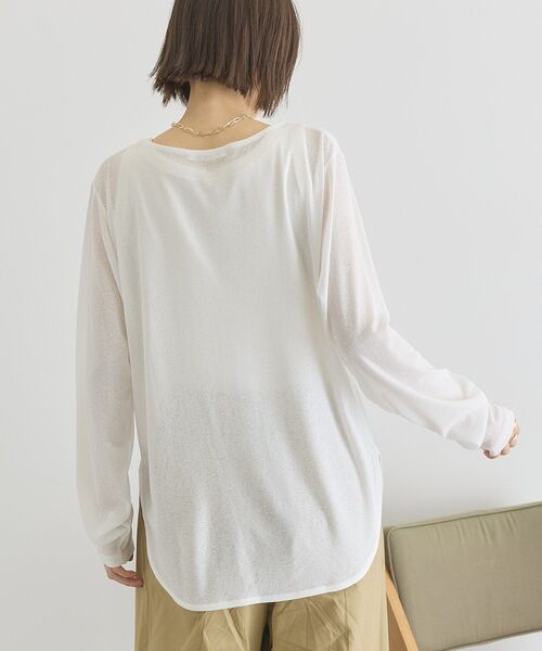 AMERICAN HOLIC（アメリカンホリック）の「ラウンドカットシアープルオーバー（Tシャツ/カットソー・レディース・チャコールグレー/オフホワイト/グレイッシュベージュ/ライトイエロー・FREE）」の7枚目の写真