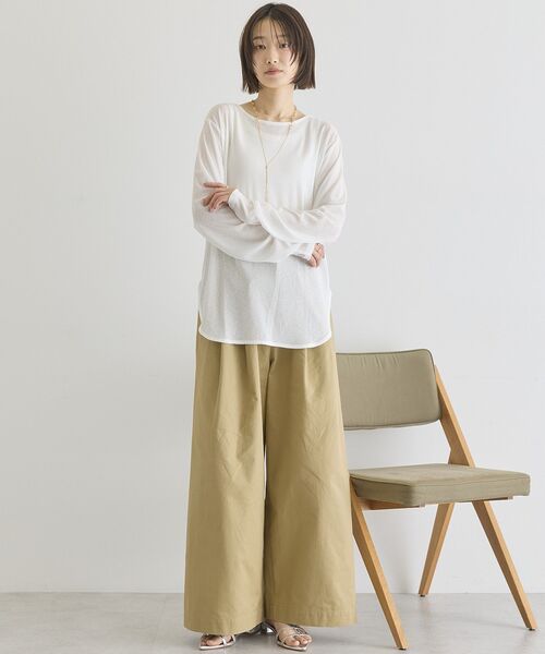 AMERICAN HOLIC（アメリカンホリック）の「ラウンドカットシアープルオーバー（Tシャツ/カットソー・レディース・チャコールグレー/オフホワイト/グレイッシュベージュ/ライトイエロー・FREE）」の8枚目の写真