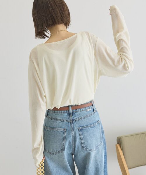 AMERICAN HOLIC（アメリカンホリック）の「ラウンドカットシアープルオーバー（Tシャツ/カットソー・レディース・チャコールグレー/オフホワイト/グレイッシュベージュ/ライトイエロー・FREE）」の12枚目の写真