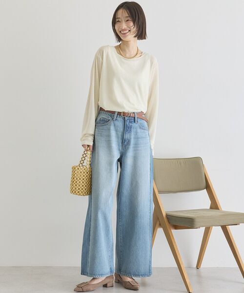 AMERICAN HOLIC（アメリカンホリック）の「ラウンドカットシアープルオーバー（Tシャツ/カットソー・レディース・チャコールグレー/オフホワイト/グレイッシュベージュ/ライトイエロー・FREE）」の14枚目の写真