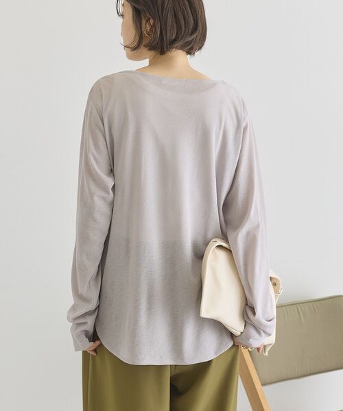 AMERICAN HOLIC（アメリカンホリック）の「ラウンドカットシアープルオーバー（Tシャツ/カットソー・レディース・チャコールグレー/オフホワイト/グレイッシュベージュ/ライトイエロー・FREE）」の19枚目の写真