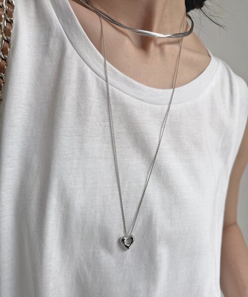 DouDou（ドゥドゥ）の「ハートトップロングネックレス（ネックレス・レディース・シルバー/ゴールド・FREE）」の2枚目の写真