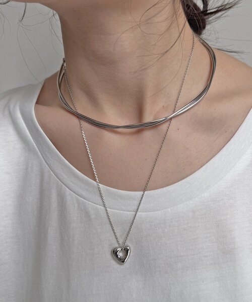 DouDou（ドゥドゥ）の「ハートトップロングネックレス（ネックレス・レディース・シルバー/ゴールド・FREE）」の3枚目の写真
