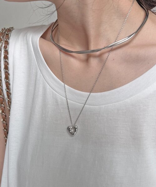 DouDou（ドゥドゥ）の「ハートトップロングネックレス（ネックレス・レディース・シルバー/ゴールド・FREE）」の4枚目の写真