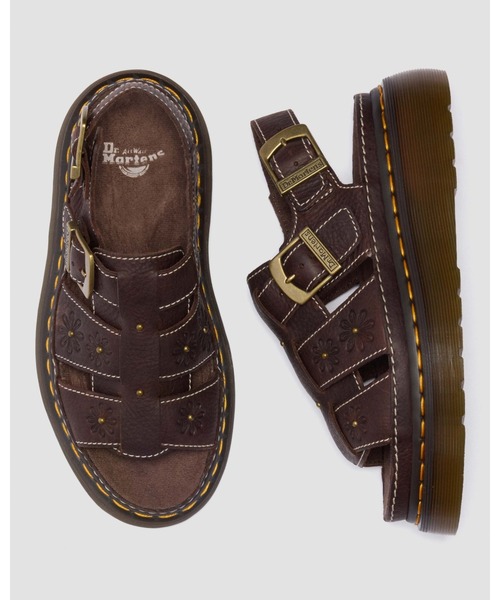 Dr. Martens(ドクターマーチン)の「Dr. Martens/ドクターマーチン WRENLIE オープン フラワー サンダル 42339200(サンダル・メンズ・ブラウン・UK9/UK8/UK7/UK6/UK5/UK4/UK3)」の2枚目の写真
