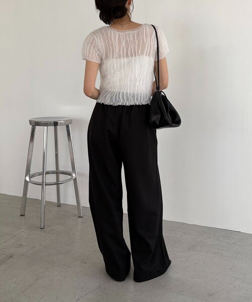 CAPRICIEUX LE'MAGE（カプリシューレマージュ）の「シャーリング半袖カーディガン（カーディガン/ボレロ・レディース・ベージュ/グレー/ホワイト・FREE）」の10枚目の写真