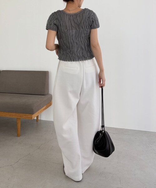 CAPRICIEUX LE'MAGE（カプリシューレマージュ）の「シャーリング半袖カーディガン（カーディガン/ボレロ・レディース・ベージュ/グレー/ホワイト・FREE）」の21枚目の写真