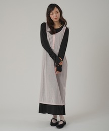 docking seersucker halter neck dress / ドッキングシアサッカー
