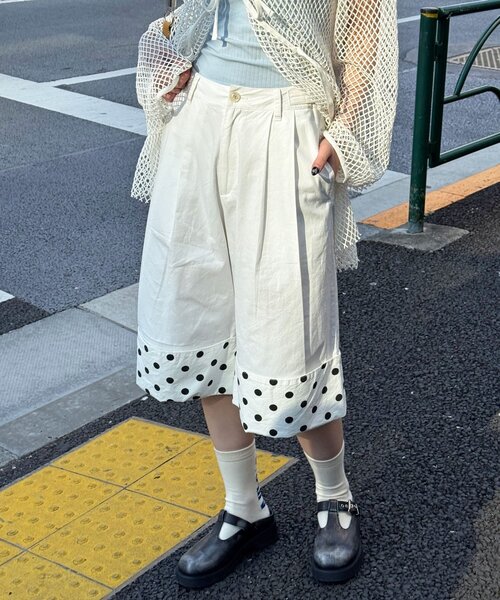 CIAOPANIC(チャオパニック)の「(ドット/チェック)2WAYロールアップハーフパンツ(その他パンツ・レディース・ピンク/ベージュ/ネイビー/ホワイト・ONE SIZE)」の8枚目の写真