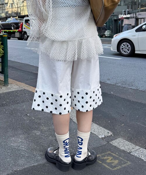 CIAOPANIC(チャオパニック)の「(ドット/チェック)2WAYロールアップハーフパンツ(その他パンツ・レディース・ピンク/ベージュ/ネイビー/ホワイト・ONE SIZE)」の9枚目の写真