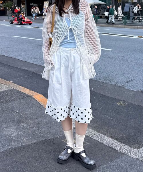 CIAOPANIC(チャオパニック)の「(ドット/チェック)2WAYロールアップハーフパンツ(その他パンツ・レディース・ピンク/ベージュ/ネイビー/ホワイト・ONE SIZE)」の10枚目の写真