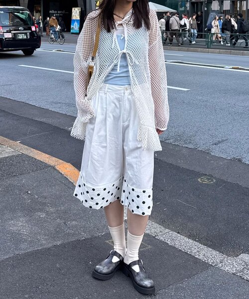 CIAOPANIC(チャオパニック)の「(ドット/チェック)2WAYロールアップハーフパンツ(その他パンツ・レディース・ピンク/ベージュ/ネイビー/ホワイト・ONE SIZE)」の11枚目の写真