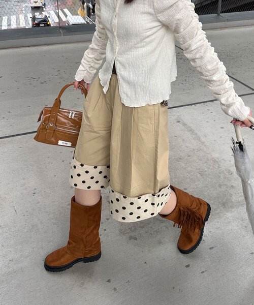 CIAOPANIC(チャオパニック)の「(ドット/チェック)2WAYロールアップハーフパンツ(その他パンツ・レディース・ピンク/ベージュ/ネイビー/ホワイト・ONE SIZE)」の15枚目の写真