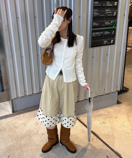 CIAOPANIC(チャオパニック)の「(ドット/チェック)2WAYロールアップハーフパンツ(その他パンツ・レディース・ピンク/ベージュ/ネイビー/ホワイト・ONE SIZE)」の16枚目の写真