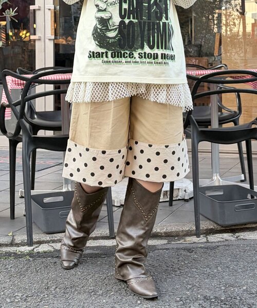 CIAOPANIC(チャオパニック)の「(ドット/チェック)2WAYロールアップハーフパンツ(その他パンツ・レディース・ピンク/ベージュ/ネイビー/ホワイト・ONE SIZE)」の22枚目の写真