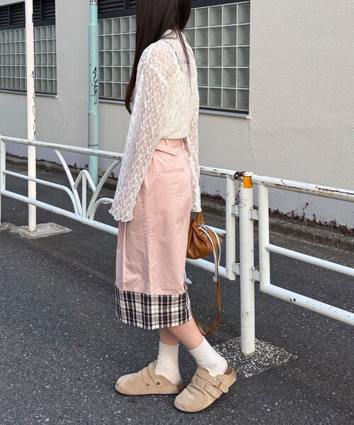 CIAOPANIC(チャオパニック)の「(ドット/チェック)2WAYロールアップハーフパンツ(その他パンツ・レディース・ピンク/ベージュ/ネイビー/ホワイト・ONE SIZE)」の5枚目の写真