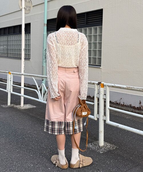 CIAOPANIC(チャオパニック)の「(ドット/チェック)2WAYロールアップハーフパンツ(その他パンツ・レディース・ピンク/ベージュ/ネイビー/ホワイト・ONE SIZE)」の6枚目の写真