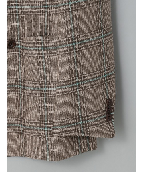 GOOVI（グービ）の「GOOVI／ダブルブレストジャケット／SUPER100'sウール×シルク／カラープレイド（スーツジャケット・メンズ・ベージュ・3/2/1）」の4枚目の写真