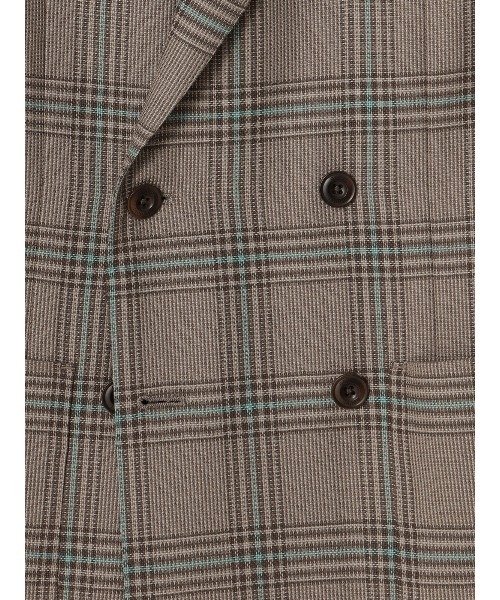 GOOVI（グービ）の「GOOVI／ダブルブレストジャケット／SUPER100'sウール×シルク／カラープレイド（スーツジャケット・メンズ・ベージュ・3/2/1）」の5枚目の写真