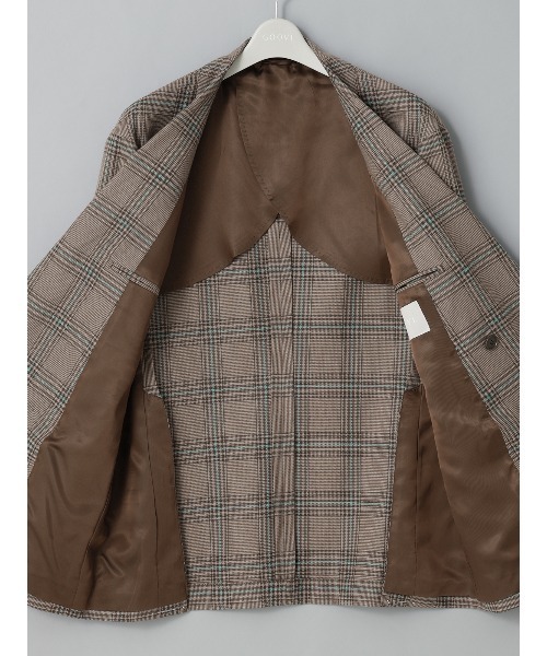 GOOVI（グービ）の「GOOVI／ダブルブレストジャケット／SUPER100'sウール×シルク／カラープレイド（スーツジャケット・メンズ・ベージュ・3/2/1）」の6枚目の写真