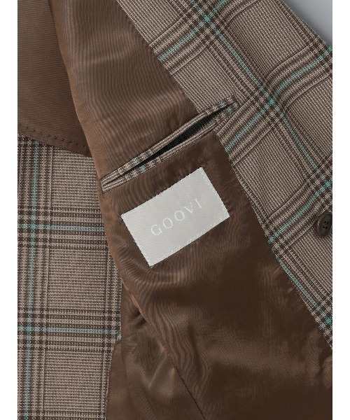 GOOVI（グービ）の「GOOVI／ダブルブレストジャケット／SUPER100'sウール×シルク／カラープレイド（スーツジャケット・メンズ・ベージュ・3/2/1）」の7枚目の写真