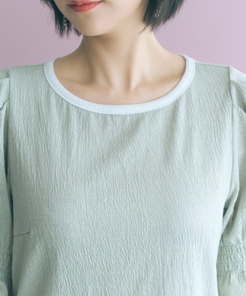 marun(マルン)の「<大きいサイズ>キャンディースリーブ風デザインカットソー marun(Tシャツ/カットソー・レディース・ミント/オフホワイト・L/LL/3L/4L/5L)」の13枚目の写真