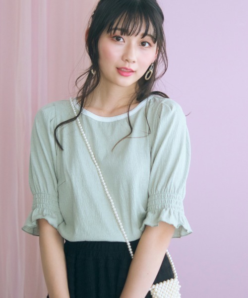 marun(マルン)の「<大きいサイズ>キャンディースリーブ風デザインカットソー marun(Tシャツ/カットソー・レディース・ミント/オフホワイト・L/LL/3L/4L/5L)」の21枚目の写真