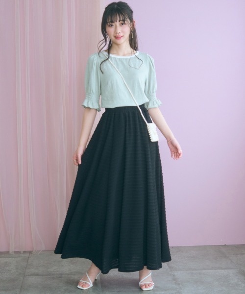 marun(マルン)の「<大きいサイズ>キャンディースリーブ風デザインカットソー marun(Tシャツ/カットソー・レディース・ミント/オフホワイト・L/LL/3L/4L/5L)」の3枚目の写真
