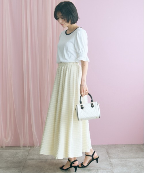 marun(マルン)の「<大きいサイズ>キャンディースリーブ風デザインカットソー marun(Tシャツ/カットソー・レディース・ミント/オフホワイト・L/LL/3L/4L/5L)」の10枚目の写真