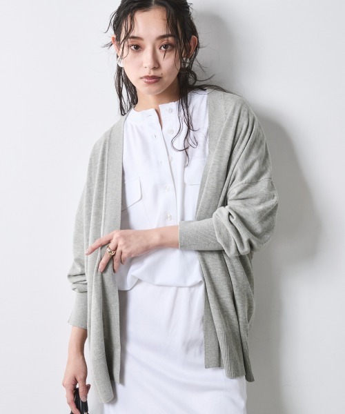 CHIC STYLE(シックスタイル)の「モダール綿ニットカーディガン<大きいサイズ有>シックスタイル(カーディガン/ボレロ・レディース・モカ/グレー/ブラック・5L~6L/3L~4L/M-LL)」の2枚目の写真