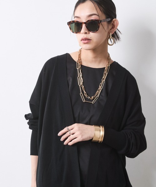 CHIC STYLE(シックスタイル)の「モダール綿ニットカーディガン<大きいサイズ有>シックスタイル(カーディガン/ボレロ・レディース・モカ/グレー/ブラック・5L~6L/3L~4L/M-LL)」の1枚目の写真