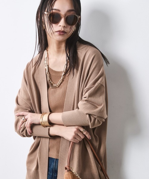 CHIC STYLE(シックスタイル)の「モダール綿ニットカーディガン<大きいサイズ有>シックスタイル(カーディガン/ボレロ・レディース・モカ/グレー/ブラック・5L~6L/3L~4L/M-LL)」の3枚目の写真