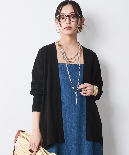 CHIC STYLE(シックスタイル)の「モダール綿ニットカーディガン<大きいサイズ有>シックスタイル(カーディガン/ボレロ・レディース・モカ/グレー/ブラック・5L~6L/3L~4L/M-LL)」の4枚目の写真