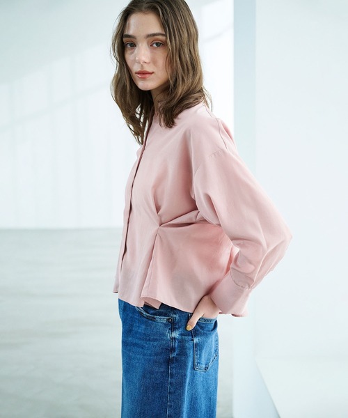 N.O.R.C（ノーク）の「ブライトローン撥水フォルムブラウス【AIRY MOTION】（シャツ/ブラウス・レディース・ホワイト/ピンク/ネイビー・フリー）」の5枚目の写真