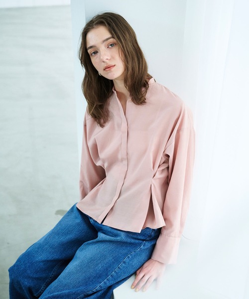 N.O.R.C（ノーク）の「ブライトローン撥水フォルムブラウス【AIRY MOTION】（シャツ/ブラウス・レディース・ホワイト/ピンク/ネイビー・フリー）」の7枚目の写真