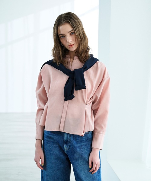 N.O.R.C（ノーク）の「ブライトローン撥水フォルムブラウス【AIRY MOTION】（シャツ/ブラウス・レディース・ホワイト/ピンク/ネイビー・フリー）」の9枚目の写真