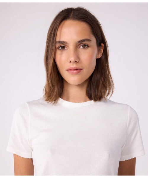 PETIT BATEAU(プチバトー)の「ポワンココット半袖Tシャツ(Tシャツ/カットソー・レディース・ホワイト・LARGE/XX-SMALL/X-SMALL/SMALL/MEDIUM)」の7枚目の写真
