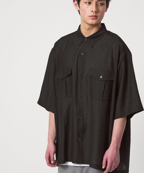 CITEN(シテン)の「<CITEN>ダブルポケットエアリーシャツ(シャツ/ブラウス・メンズ・ブラック/ホワイト・L/M)」の1枚目の写真