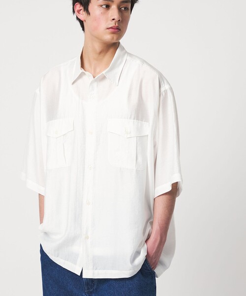 CITEN(シテン)の「<CITEN>ダブルポケットエアリーシャツ(シャツ/ブラウス・メンズ・ブラック/ホワイト・L/M)」の3枚目の写真
