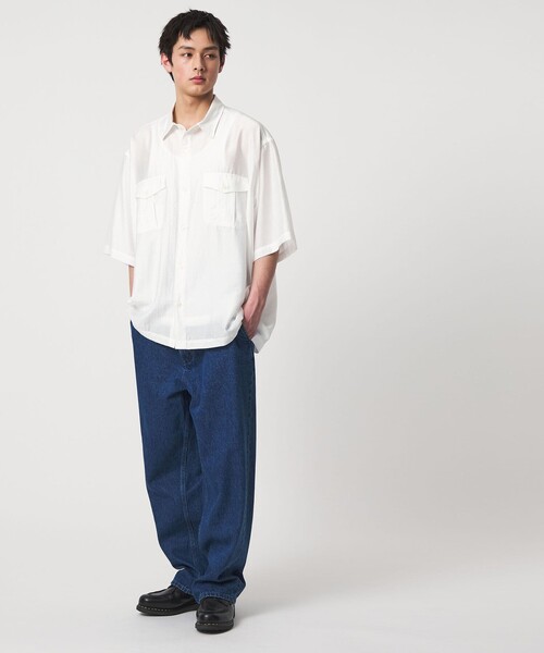 CITEN(シテン)の「<CITEN>ダブルポケットエアリーシャツ(シャツ/ブラウス・メンズ・ブラック/ホワイト・L/M)」の4枚目の写真