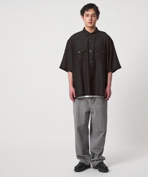 CITEN(シテン)の「<CITEN>ダブルポケットエアリーシャツ(シャツ/ブラウス・メンズ・ブラック/ホワイト・L/M)」の6枚目の写真