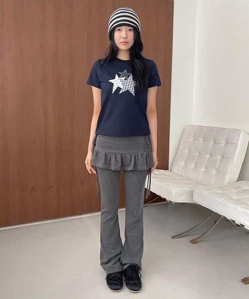 UNE MANSION(ユヌマンション)の「サイドリボンスカートレイヤード風パンツ(その他パンツ・レディース・グレー/ブラック・FREE)」の19枚目の写真