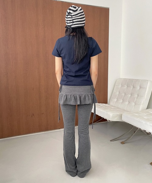 UNE MANSION(ユヌマンション)の「サイドリボンスカートレイヤード風パンツ(その他パンツ・レディース・グレー/ブラック・FREE)」の3枚目の写真
